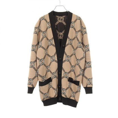 Gucci Cardigan Interlocking G Reversible 678308 Brown X Beige Wool Reversible