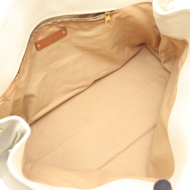 Bottega Veneta Tote Bag Marco Polo 222498 Ivory PVC Coated Canvas Leather Marco