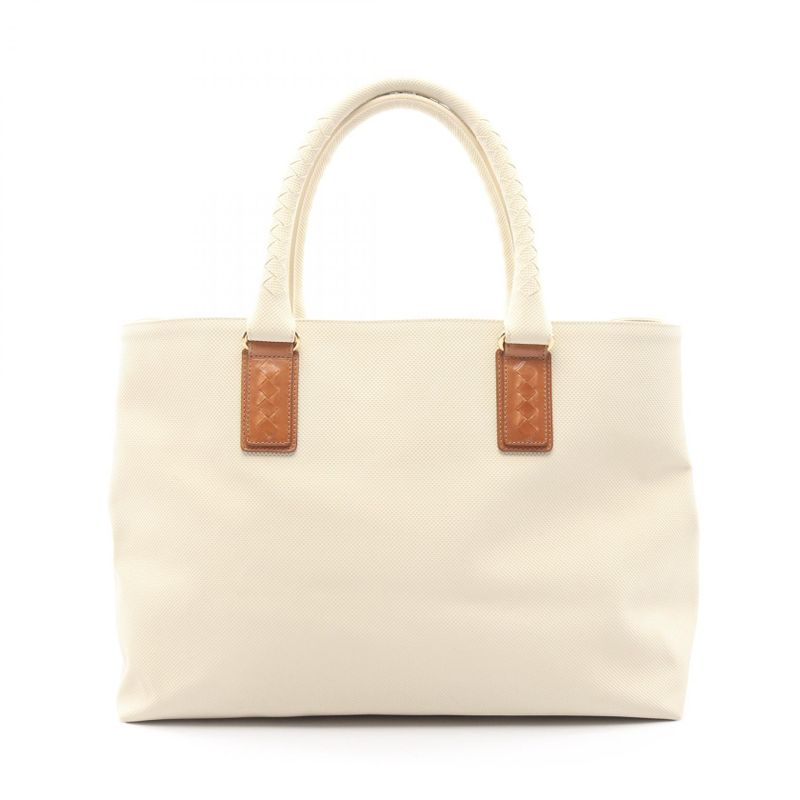 Bottega Veneta Tote Bag Marco Polo 222498 Ivory PVC Coated Canvas Leather Marco