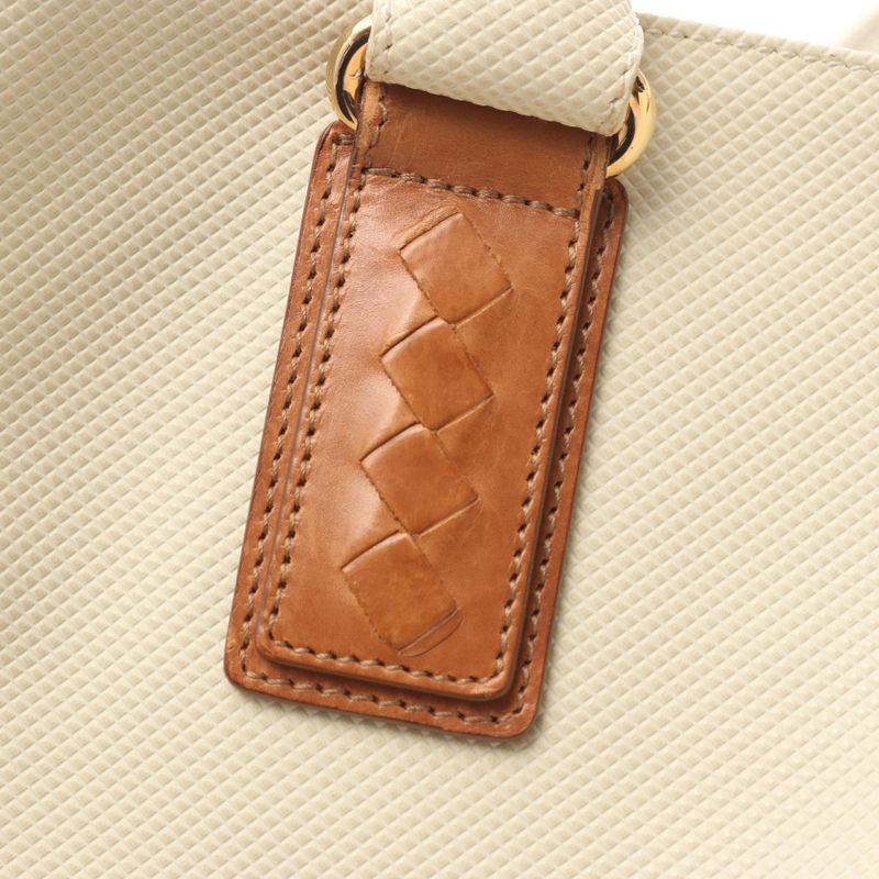 Bottega Veneta Tote Bag Marco Polo 222498 Ivory PVC Coated Canvas Leather Marco