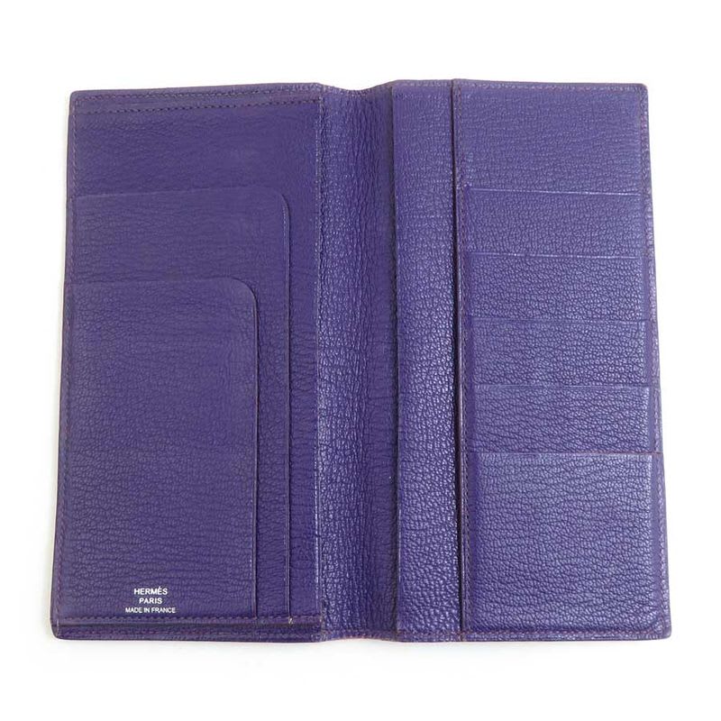 Hermes Purple Perforated Leather Billfold