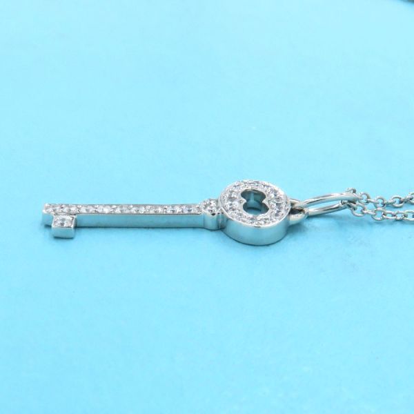 Tiffany & Co Vintage Oval Key Diamond Necklace Mini
