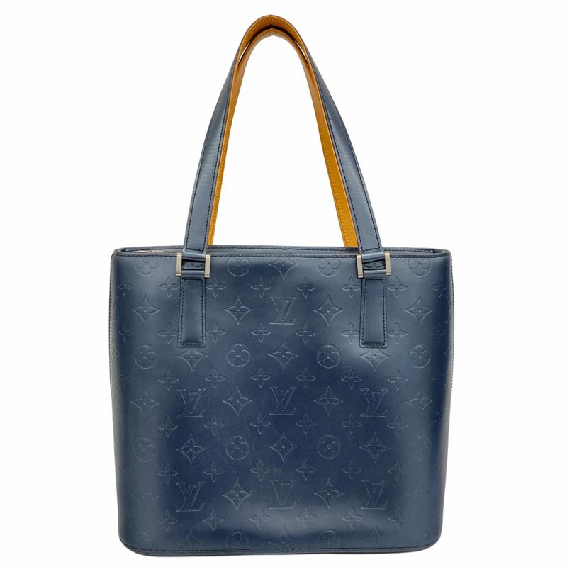 Louis Vuitton Tote Bag Monogram Matte Stockton M55115 Blue Ladies