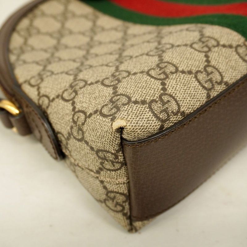 Gucci Shoulder Bag GG Supreme Sherry Line 499621 PVC Brown Gold Hardware Women's