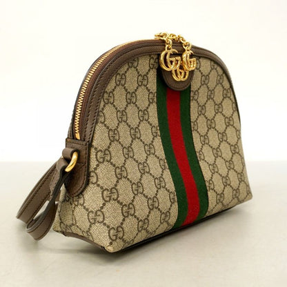 Gucci Shoulder Bag GG Supreme Sherry Line 499621 PVC Brown Gold Hardware Women's