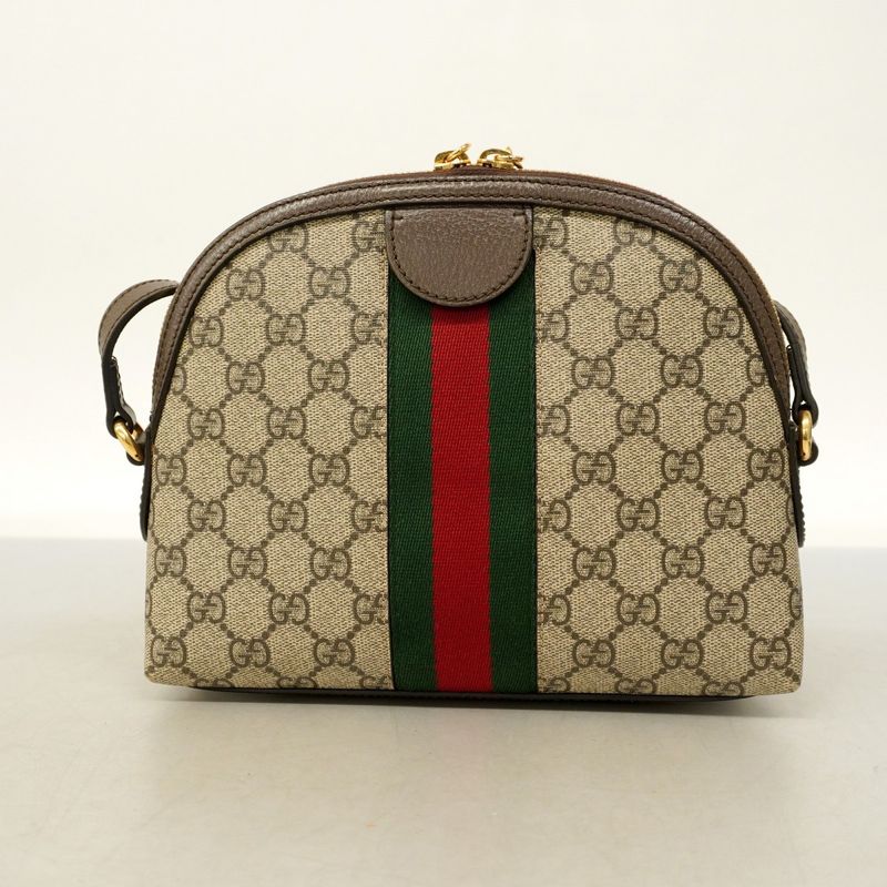 Gucci Shoulder Bag GG Supreme Sherry Line 499621 PVC Brown Gold Hardware Women's