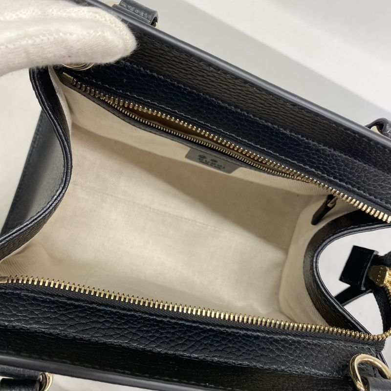 Gucci Handbag Soho 607722 Leather Black Gold Hardware 2way Bag Ladies