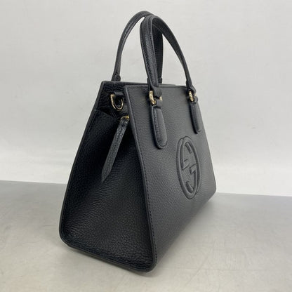 Gucci Handbag Soho 607722 Leather Black Gold Hardware 2way Bag Ladies