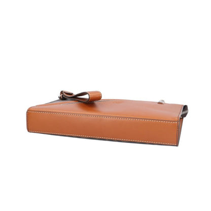 Fendi Diagonal Flat Slim Clutch Zucca Second Bag Leather 7va491 Brown Men's