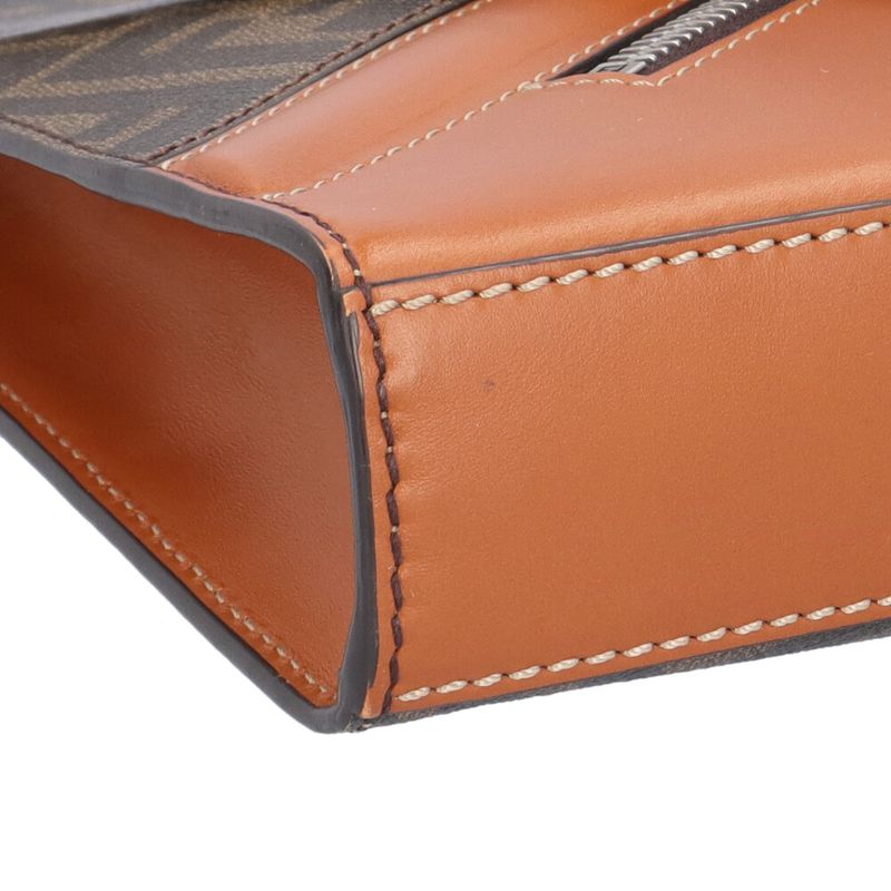 Fendi Diagonal Flat Slim Clutch Zucca Second Bag Leather 7va491 Brown Men's