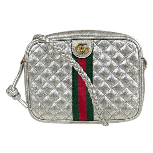 Gucci Quilted Mini Shoulder Bag GG Marmont Shoulder Bag 536441 Silver Ladies
