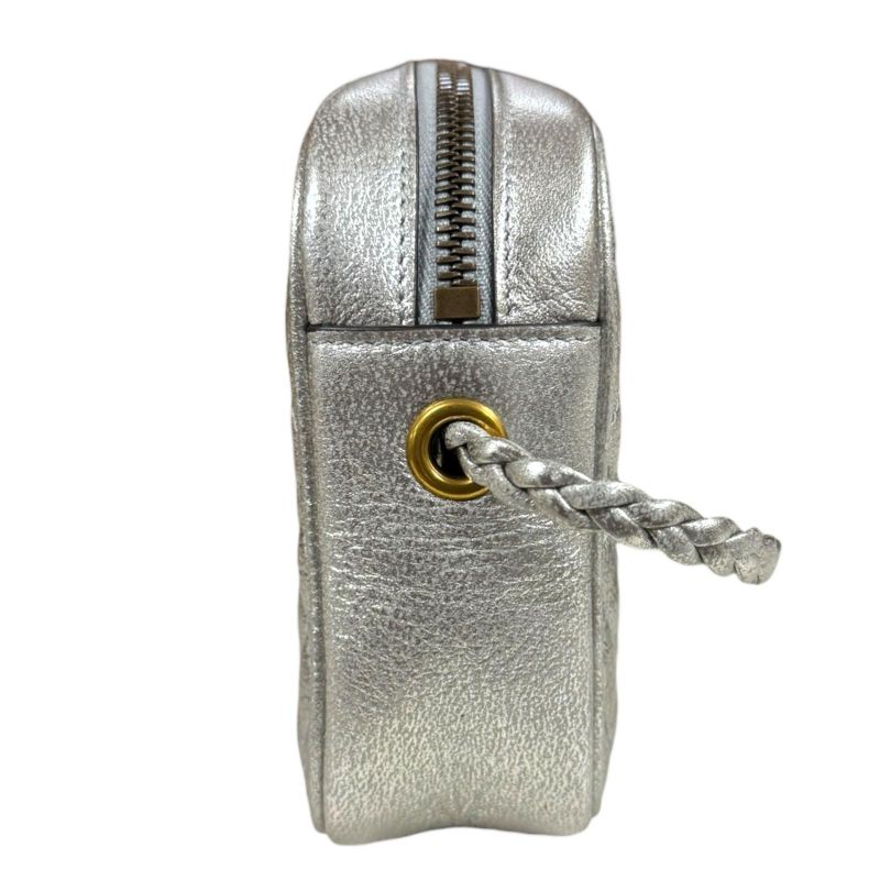 Gucci Quilted Mini Shoulder Bag GG Marmont Shoulder Bag 536441 Silver Ladies