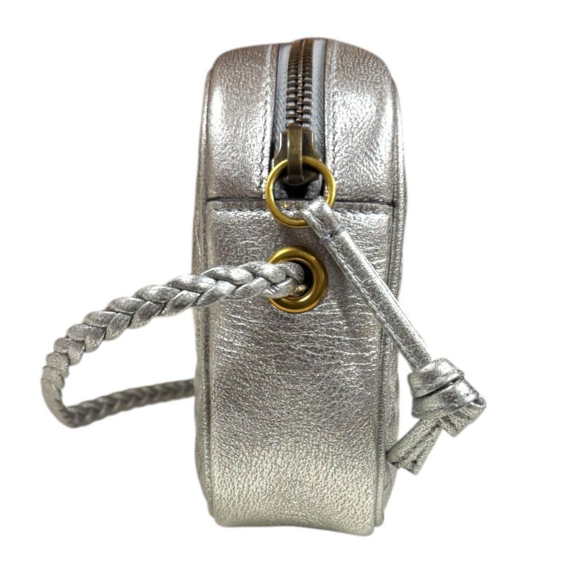 Gucci Quilted Mini Shoulder Bag GG Marmont Shoulder Bag 536441 Silver Ladies