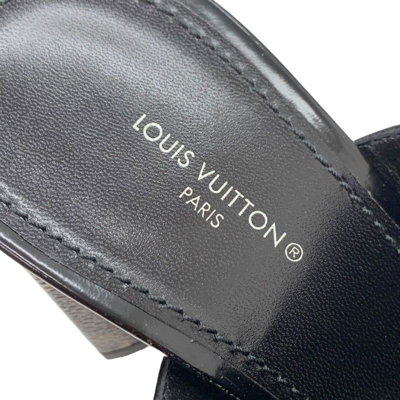 Louis Vuitton Sandals Mule Silhouette Line Monogram Studs Leather Black Silver