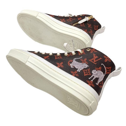 Louis Vuitton Sneakers Stellar Line Monogram Cat Monogram High Cut Leather Brown