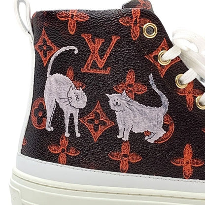 Louis Vuitton Sneakers Stellar Line Monogram Cat Monogram High Cut Leather Brown