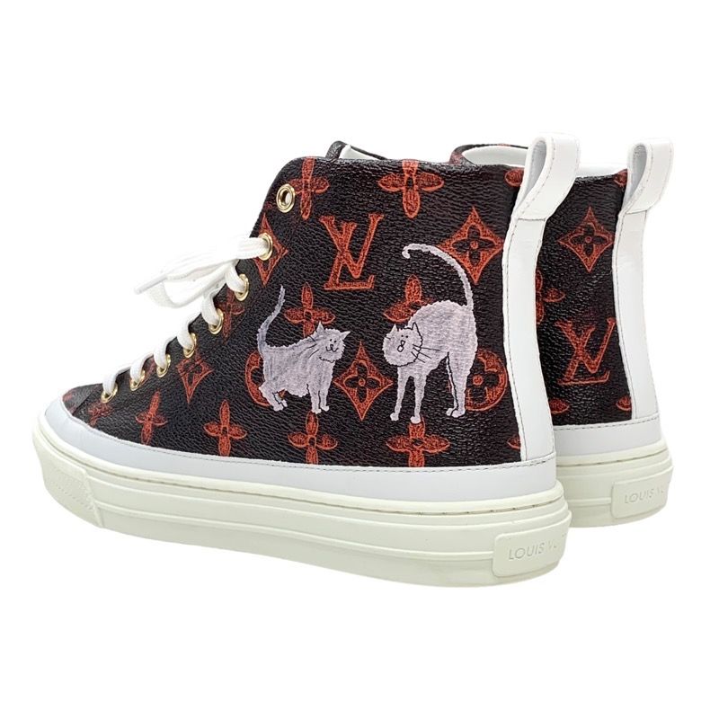 Louis Vuitton Sneakers Stellar Line Monogram Cat Monogram High Cut Leather Brown