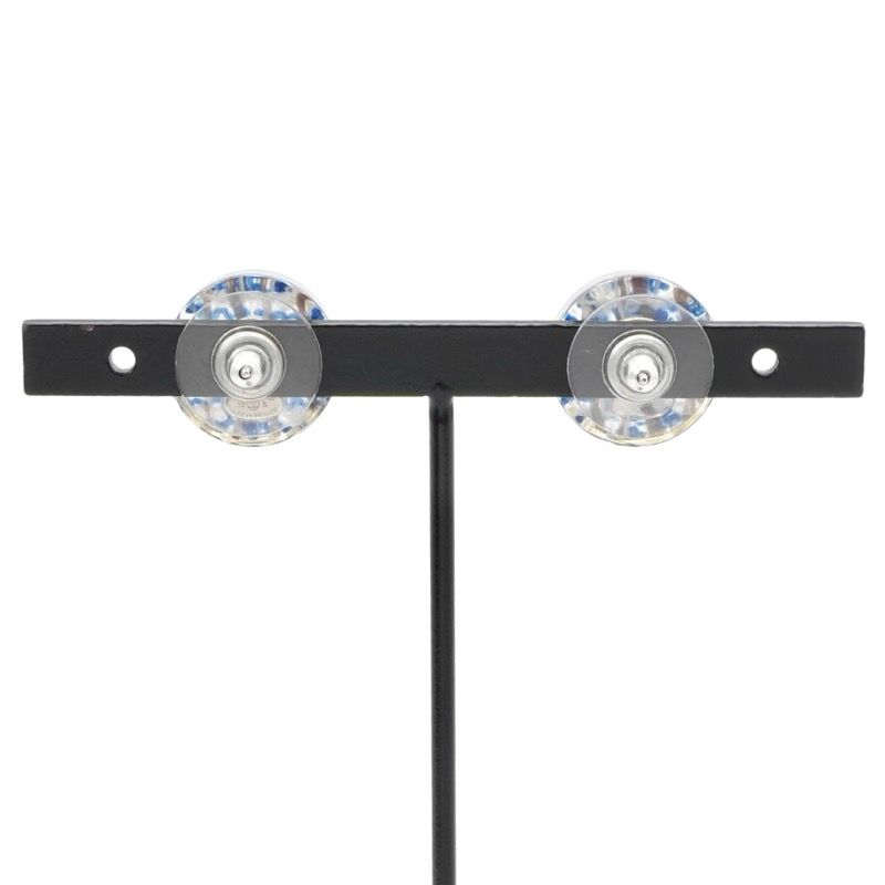 Chanel Earrings Blue Silver Coco Mark Resin Tweed