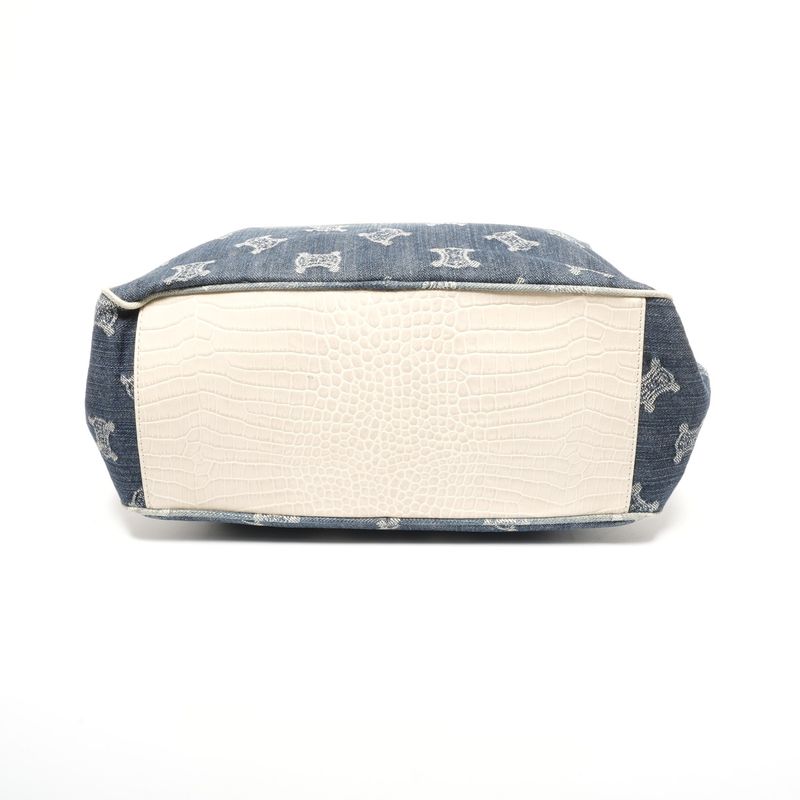 Celine Handbag Denim Embossed Leather Boogie Macadam