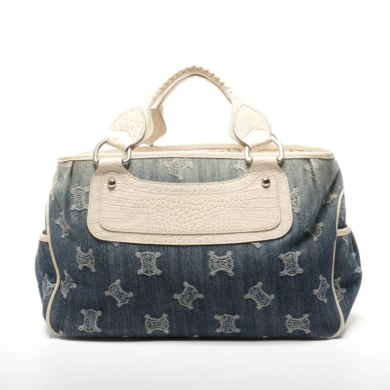 Celine Handbag Denim Embossed Leather Boogie Macadam