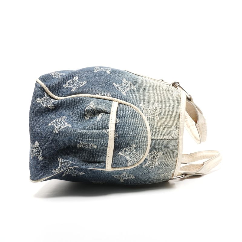 Celine Handbag Denim Embossed Leather Boogie Macadam