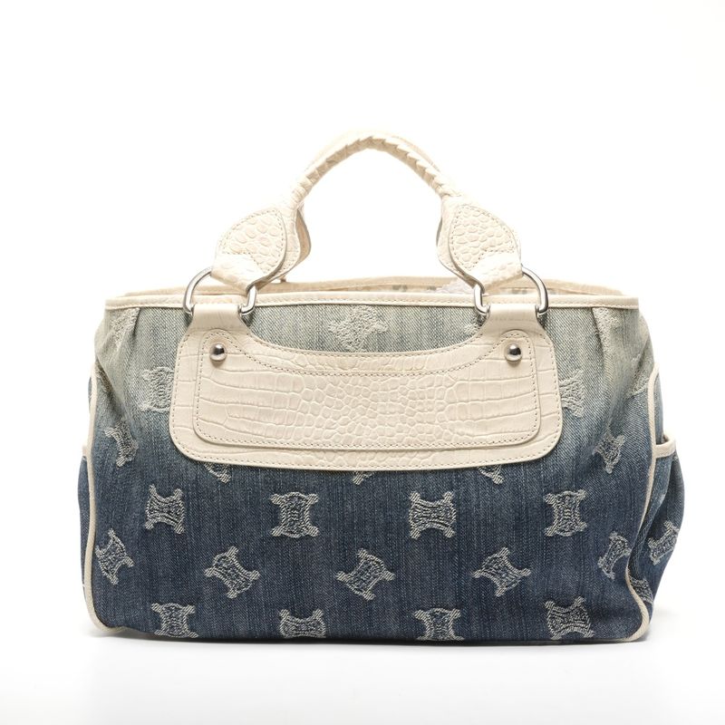 Celine Handbag Denim Embossed Leather Boogie Macadam