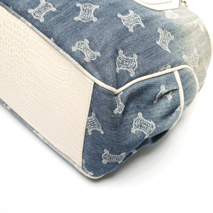 Celine Handbag Denim Embossed Leather Boogie Macadam
