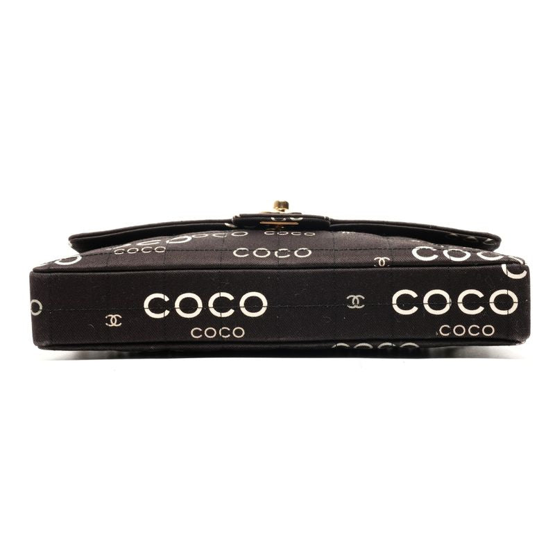 Chanel Shoulder Bag Canvas East West Choco Bar