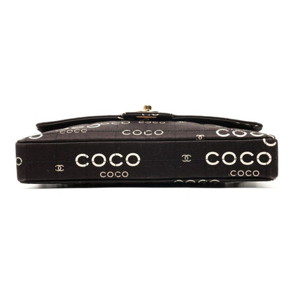 Chanel Shoulder Bag Canvas East West Choco Bar