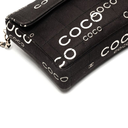 Chanel Shoulder Bag Canvas East West Choco Bar