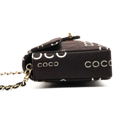 Chanel Shoulder Bag Canvas East West Choco Bar