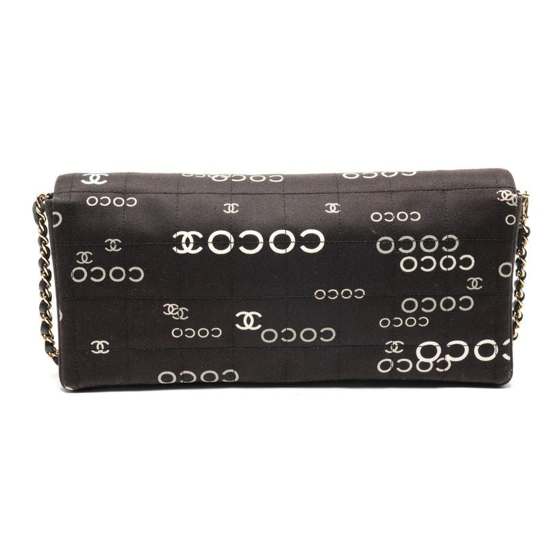 Chanel Shoulder Bag Canvas East West Choco Bar