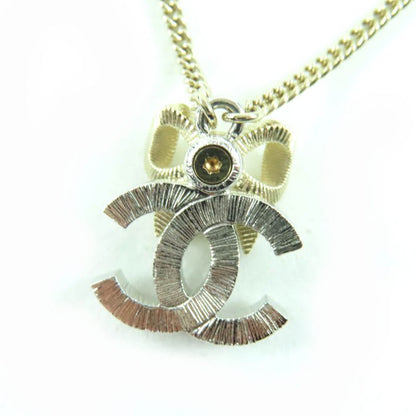 Chanel B24K Coco Mark Ribbon Rhinestone Necklace Chien Pan