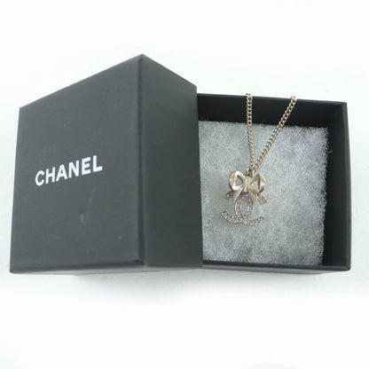 Chanel B24K Coco Mark Ribbon Rhinestone Necklace Chien Pan