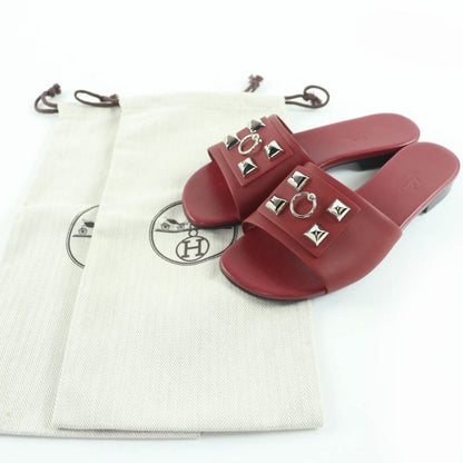 Hermes Dune Silver Hardware Corrie De Chien Leather Sandals Mule Bordeaux 36