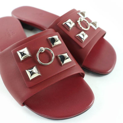 Hermes Dune Silver Hardware Corrie De Chien Leather Sandals Mule Bordeaux 36