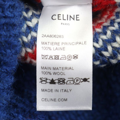 Celine 22 AW 2 S 100% Wool Logo Embroidery Fair Isle Crew Neck Knit