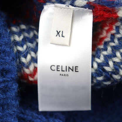 Celine 22 AW 2 S 100% Wool Logo Embroidery Fair Isle Crew Neck Knit
