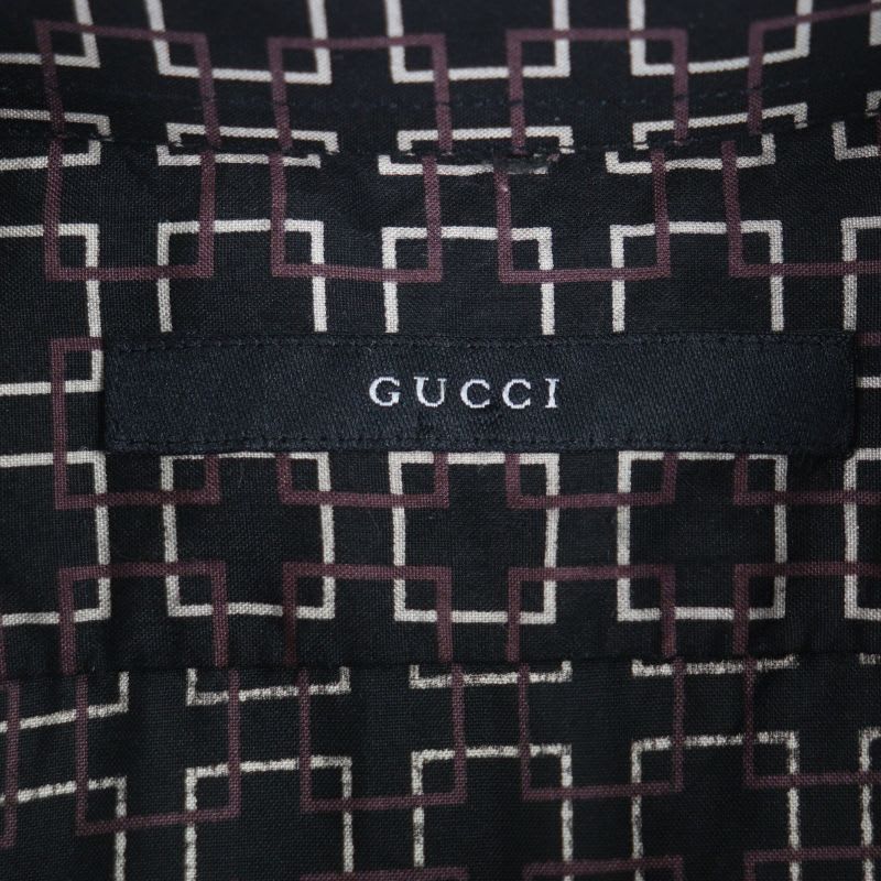 Gucci Vintage 100% Silk Tom Ford Period All Over Pattern Long Sleeve Shirt