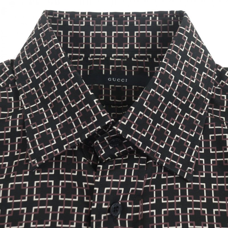 Gucci Vintage 100% Silk Tom Ford Period All Over Pattern Long Sleeve Shirt