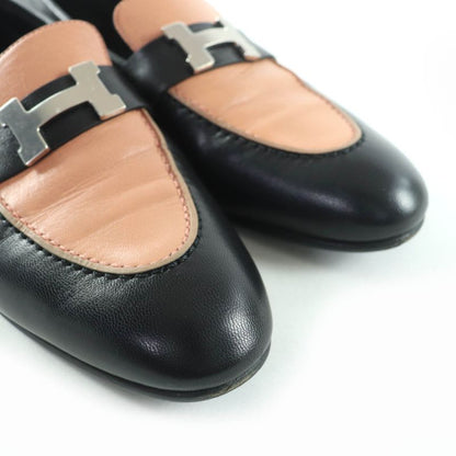 Hermes 17208 Z Moccasins Paris Silver Hardware Hhardware Leather Loafers Black