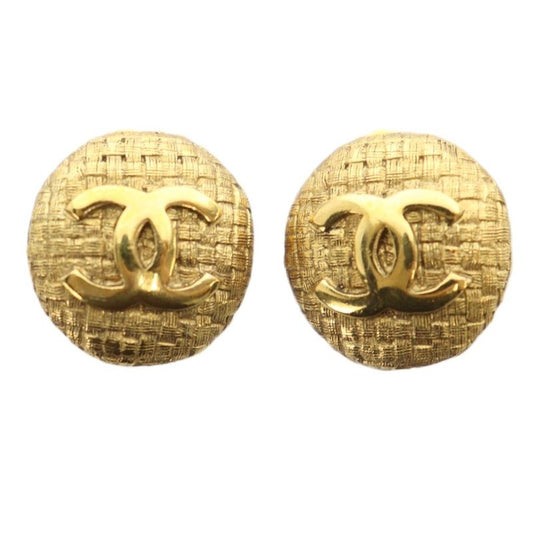 Chanel 29 94s Vintage Earring Accessory Coco Mark Plaid Logo Binaural Clip Type