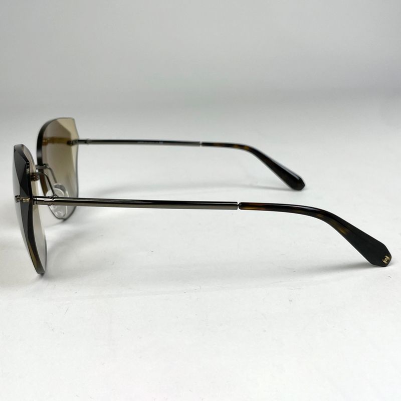 Chanel Cocomark Sunglasses Eyewear Mirror Lens Rimless Sunglasses Metal Brown
