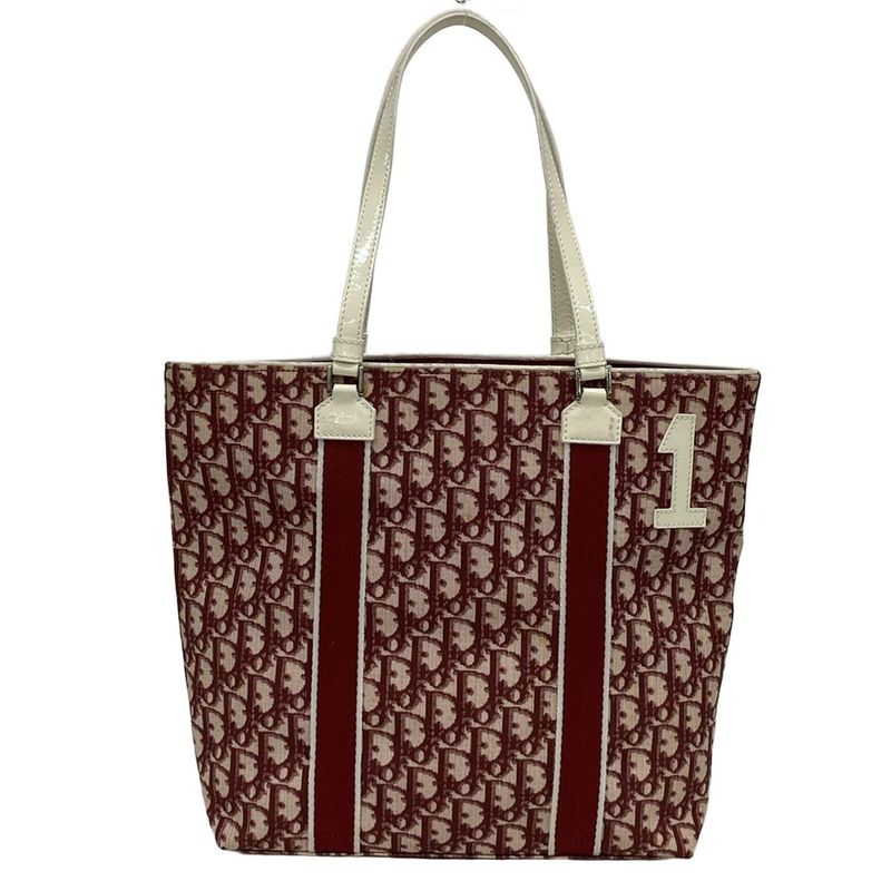 Dior Christian Dior Tote Bag Trotter Red X White Leather