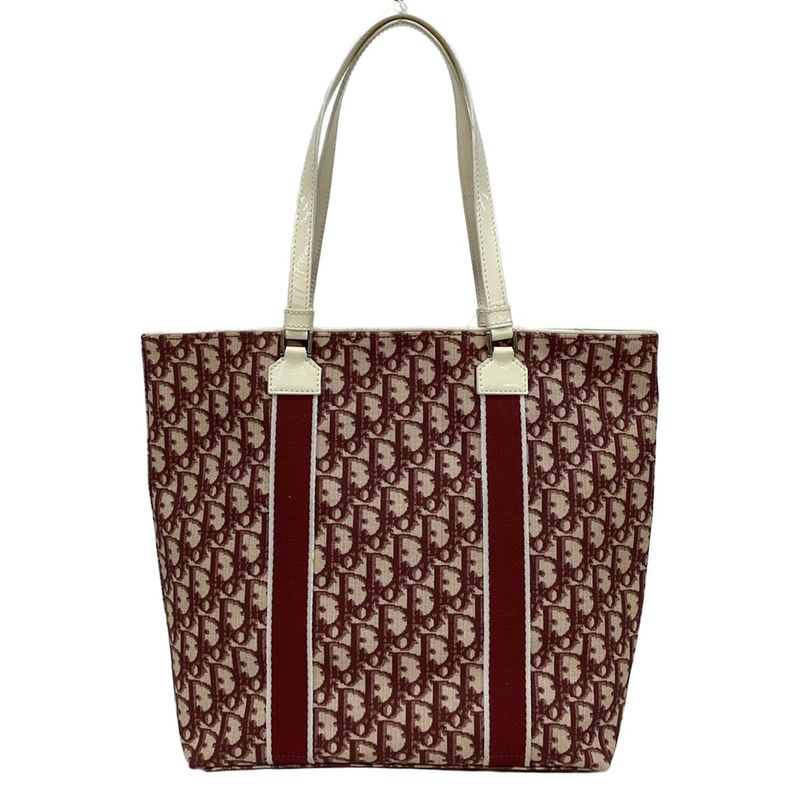 Dior Christian Dior Tote Bag Trotter Red X White Leather