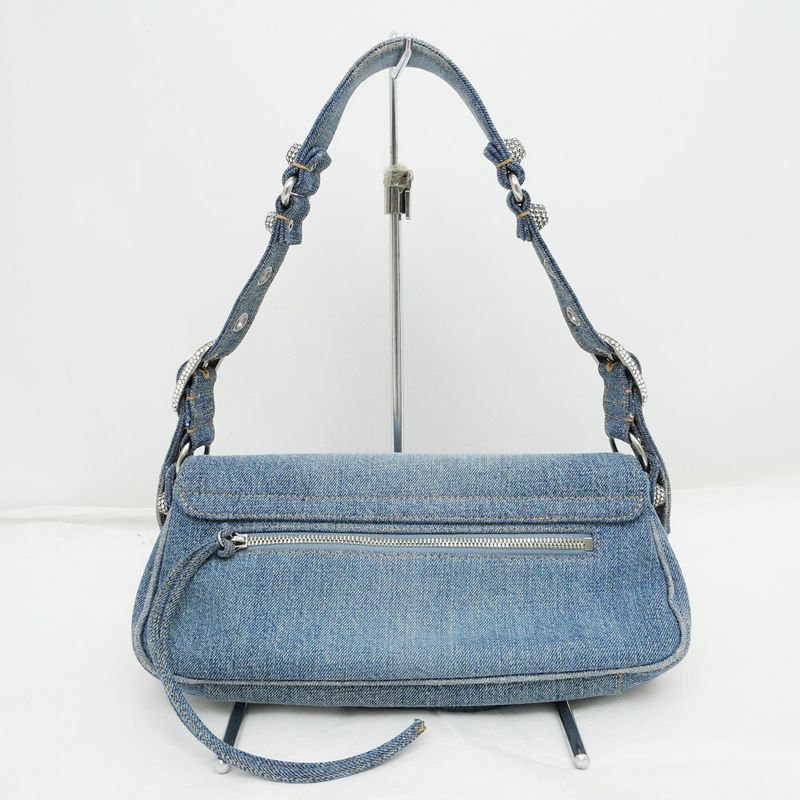 Balenciaga Luca Gold Small Ring Bag Hand Shoulder Denim Blue Ladies