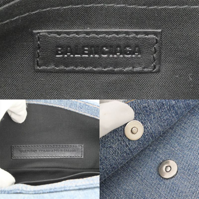 Balenciaga Luca Gold Small Ring Bag Hand Shoulder Denim Blue Ladies