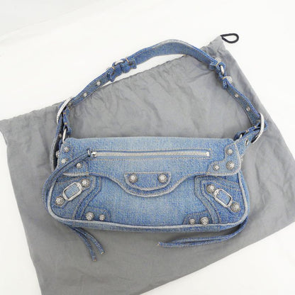 Balenciaga Luca Gold Small Ring Bag Hand Shoulder Denim Blue Ladies