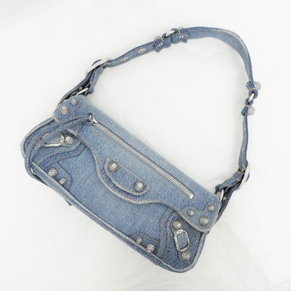 Balenciaga Luca Gold Small Ring Bag Hand Shoulder Denim Blue Ladies