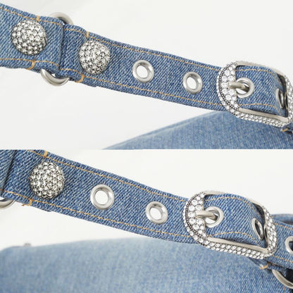 Balenciaga Luca Gold Small Ring Bag Hand Shoulder Denim Blue Ladies